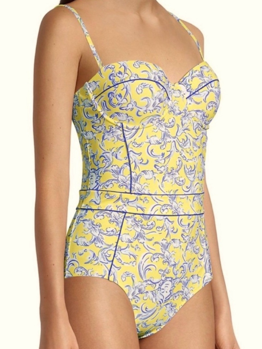 Tory Burch Yellow Swirl Lipsi Swimsuit  WORN ONCE Excellent condition!